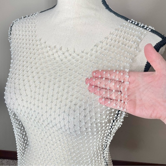 Lulus Sunlight Sparkle White Fishnet Rhinestone Maxi Dress Swim Coverup XS/S NWT - Picture 7 of 11
